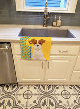 Load image into Gallery viewer, Summer Sunflowers Brown White Wirehair Jack Russell Terrier Kitchen Towel