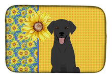 Load image into Gallery viewer, Summer Sunflowers Black Labrador Retriever Dish Drying Mat – Absorbent, Artistic Kitchen Essentials