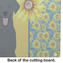 Load image into Gallery viewer, Summer Sunflowers Black Labrador Retriever Glass Cutting Boards – Durable, Decorative Kitchen Art Large
