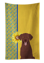 Load image into Gallery viewer, Summer Sunflowers Chocolate Labrador Retriever Kitchen Towel
