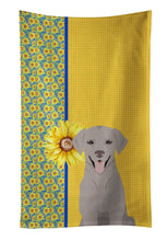 Load image into Gallery viewer, Summer Sunflowers Gray Labrador Retriever Kitchen Towel