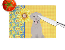 Load image into Gallery viewer, Summer Sunflowers Gray Labrador Retriever Glass Cutting Boards – Durable, Decorative Kitchen Art Large