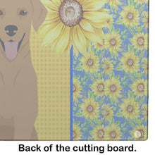Load image into Gallery viewer, Summer Sunflowers Red Fox Labrador Retriever Glass Cutting Boards – Durable, Decorative Kitchen Art Large