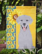 Load image into Gallery viewer, Summer Sunflowers Silver Labrador Retriever Garden Flag – Decorative Outdoor Yard Flag