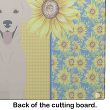 Load image into Gallery viewer, Summer Sunflowers Yellow Labrador Retriever Glass Cutting Boards – Durable, Decorative Kitchen Art Large