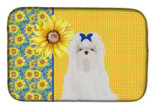 Load image into Gallery viewer, Summer Sunflowers Maltese Dish Drying Mat – Absorbent, Artistic Kitchen Essentials