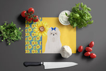 Load image into Gallery viewer, Summer Sunflowers Maltese Glass Cutting Boards – Durable, Decorative Kitchen Art Large