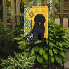 Load image into Gallery viewer, Summer Sunflowers Black Newfoundland Garden Flag – Decorative Outdoor Yard Flag