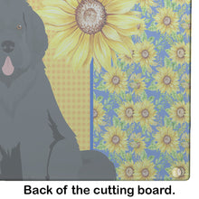 Load image into Gallery viewer, Summer Sunflowers Black Newfoundland Glass Cutting Boards – Durable, Decorative Kitchen Art Large
