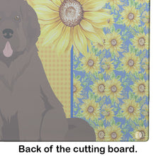 Load image into Gallery viewer, Summer Sunflowers Brown Newfoundland Glass Cutting Boards – Durable, Decorative Kitchen Art Large