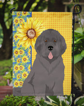 Load image into Gallery viewer, Summer Sunflowers Grey Newfoundland Garden Flag – Decorative Outdoor Yard Flag