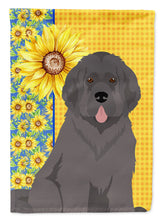 Load image into Gallery viewer, Summer Sunflowers Grey Newfoundland Garden Flag – Decorative Outdoor Yard Flag
