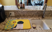 Load image into Gallery viewer, Summer Sunflowers Landseer Newfoundland Dish Drying Mat – Absorbent, Artistic Kitchen Essentials