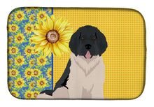 Load image into Gallery viewer, Summer Sunflowers Landseer Newfoundland Dish Drying Mat – Absorbent, Artistic Kitchen Essentials