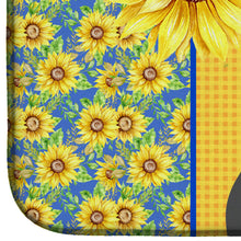 Load image into Gallery viewer, Summer Sunflowers Old English Sheepdog Dish Drying Mat – Absorbent, Artistic Kitchen Essentials