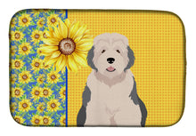 Load image into Gallery viewer, Summer Sunflowers Old English Sheepdog Dish Drying Mat – Absorbent, Artistic Kitchen Essentials