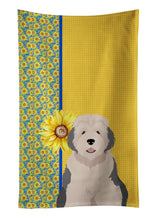 Load image into Gallery viewer, Summer Sunflowers Old English Sheepdog Kitchen Towel