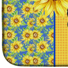 Load image into Gallery viewer, Summer Sunflowers Black and White Papillon Dish Drying Mat – Absorbent, Artistic Kitchen Essentials