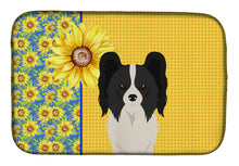 Load image into Gallery viewer, Summer Sunflowers Black and White Papillon Dish Drying Mat – Absorbent, Artistic Kitchen Essentials