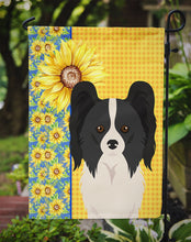 Load image into Gallery viewer, Summer Sunflowers Black and White Papillon Garden Flag – Decorative Outdoor Yard Flag