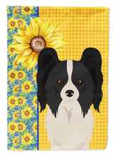 Load image into Gallery viewer, Summer Sunflowers Black and White Papillon Garden Flag – Decorative Outdoor Yard Flag