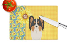 Load image into Gallery viewer, Summer Sunflowers Tricolor Papillon Glass Cutting Boards – Durable, Decorative Kitchen Art Large