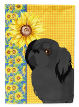 Load image into Gallery viewer, Summer Sunflowers Black Pekingese Garden Flag – Decorative Outdoor Yard Flag