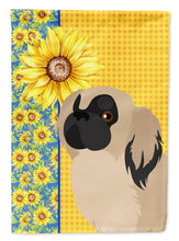 Load image into Gallery viewer, Summer Sunflowers Cream Pekingese Garden Flag – Decorative Outdoor Yard Flag