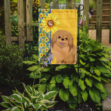 Load image into Gallery viewer, Summer Sunflowers Gold Pekingese Garden Flag – Decorative Outdoor Yard Flag