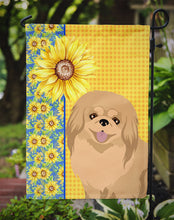 Load image into Gallery viewer, Summer Sunflowers Gold Pekingese Garden Flag – Decorative Outdoor Yard Flag