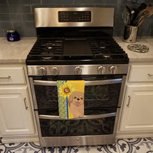 Load image into Gallery viewer, Summer Sunflowers Gold Pekingese Kitchen Towel