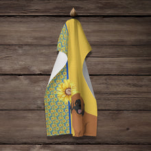 Load image into Gallery viewer, Summer Sunflowers Red Pekingese Kitchen Towel