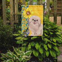 Load image into Gallery viewer, Summer Sunflowers White Pekingese Garden Flag – Decorative Outdoor Yard Flag