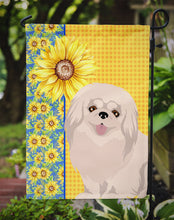 Load image into Gallery viewer, Summer Sunflowers White Pekingese Garden Flag – Decorative Outdoor Yard Flag