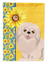Load image into Gallery viewer, Summer Sunflowers White Pekingese Garden Flag – Decorative Outdoor Yard Flag