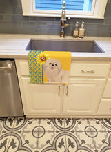 Load image into Gallery viewer, Summer Sunflowers White Pekingese Kitchen Towel