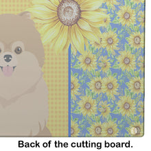 Load image into Gallery viewer, Summer Sunflowers Orange Pomeranian Glass Cutting Boards – Durable, Decorative Kitchen Art Large