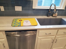 Load image into Gallery viewer, Summer Sunflowers White Pomeranian Dish Drying Mat – Absorbent, Artistic Kitchen Essentials