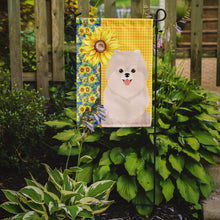 Load image into Gallery viewer, Summer Sunflowers White Pomeranian Garden Flag – Decorative Outdoor Yard Flag