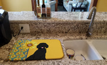 Load image into Gallery viewer, Summer Sunflowers Standard Black Poodle Dish Drying Mat – Absorbent, Artistic Kitchen Essentials