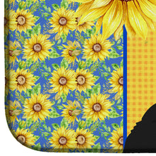 Load image into Gallery viewer, Summer Sunflowers Standard Black Poodle Dish Drying Mat – Absorbent, Artistic Kitchen Essentials