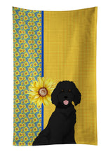 Load image into Gallery viewer, Summer Sunflowers Standard Black Poodle Kitchen Towel