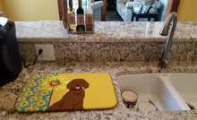 Load image into Gallery viewer, Summer Sunflowers Standard Red Poodle Dish Drying Mat – Absorbent, Artistic Kitchen Essentials