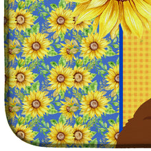Load image into Gallery viewer, Summer Sunflowers Standard Red Poodle Dish Drying Mat – Absorbent, Artistic Kitchen Essentials