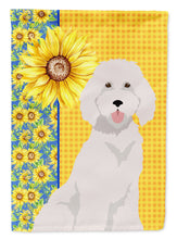 Load image into Gallery viewer, Summer Sunflowers Standard White Poodle Garden Flag – Decorative Outdoor Yard Flag