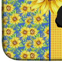 Load image into Gallery viewer, Summer Sunflowers Toy Black Poodle Dish Drying Mat – Absorbent, Artistic Kitchen Essentials