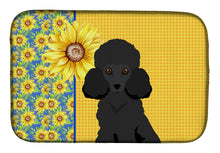Load image into Gallery viewer, Summer Sunflowers Toy Black Poodle Dish Drying Mat – Absorbent, Artistic Kitchen Essentials