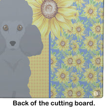 Load image into Gallery viewer, Summer Sunflowers Toy Grey Poodle Glass Cutting Boards – Durable, Decorative Kitchen Art Large