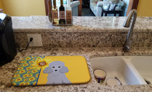 Load image into Gallery viewer, Summer Sunflowers Toy Silver Poodle Dish Drying Mat – Absorbent, Artistic Kitchen Essentials