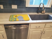 Load image into Gallery viewer, Summer Sunflowers Toy Silver Poodle Dish Drying Mat – Absorbent, Artistic Kitchen Essentials